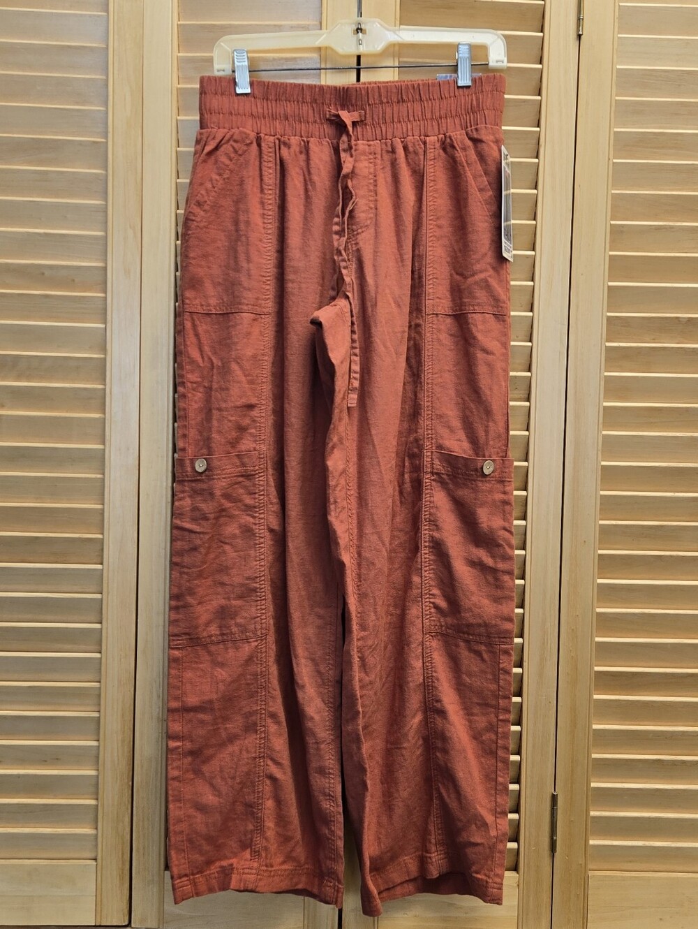 Rewash Straight Leg Utility Pants Large Terracotta Linen Blend L